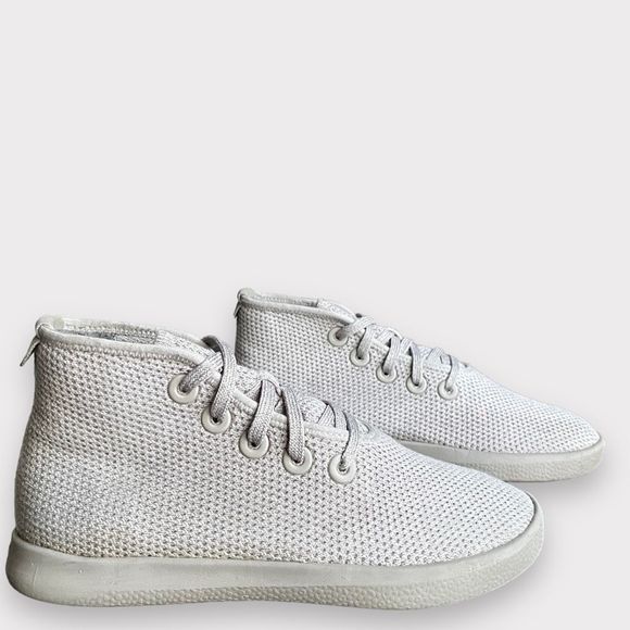 Allbirds Tree Topper Knit Sneakers 8 Nikau Limestone Grey Womens Monotone Hi Top - Picture 2 of 8